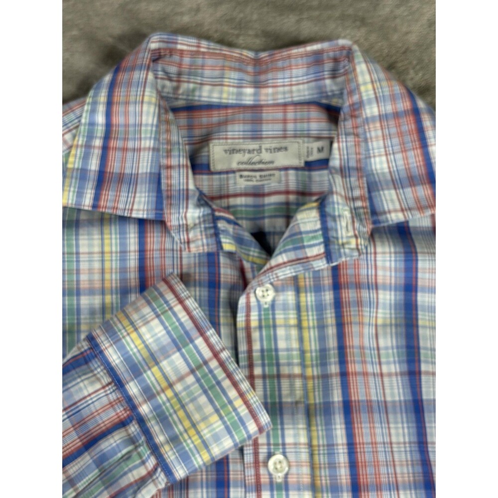 Vineyard Vines Baron‎ Shirt Mens Medium Plaid Long Sleeve Blue Red Yellow Cotton